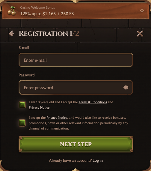 Registration, login and account access