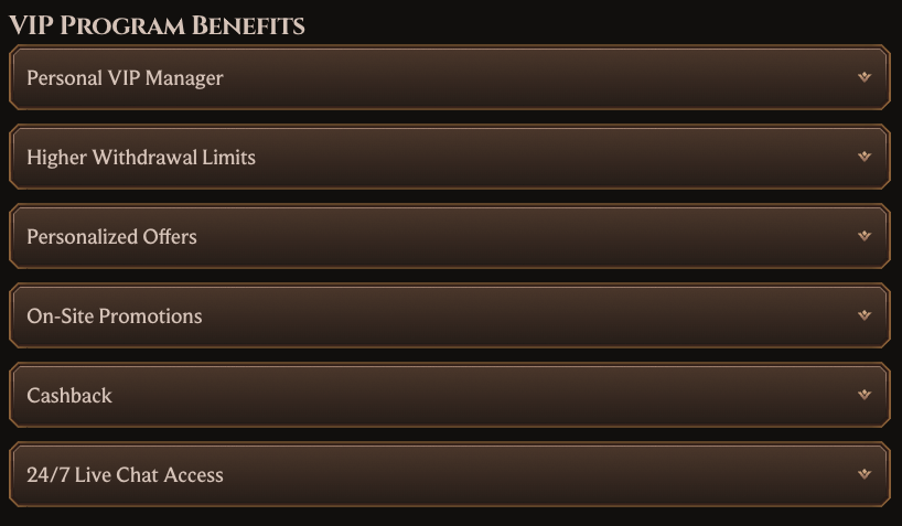 VIP program, tournaments and extra brand features